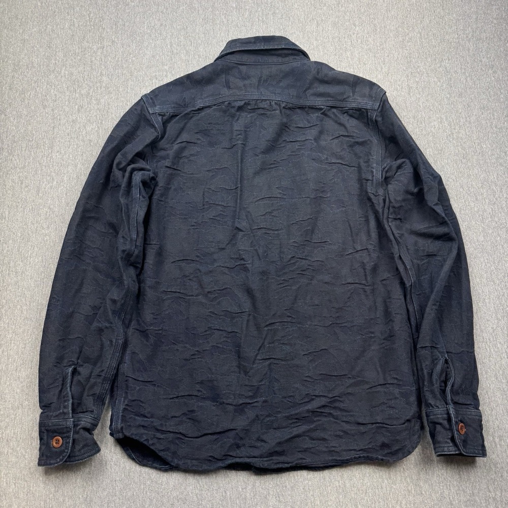 Momotaro Indigo Tonal Camouflage Jacquard Button-Down Shirt Sz 38 Blue Japan - Picture 8 of 14
